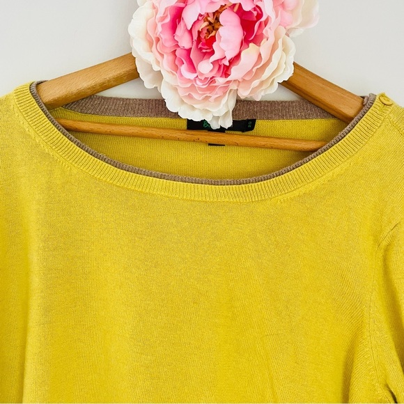 Boden Mustard Yellow Gold Sweater 20 Button Detail Shoulder Cashmere Angora - Picture 4 of 7